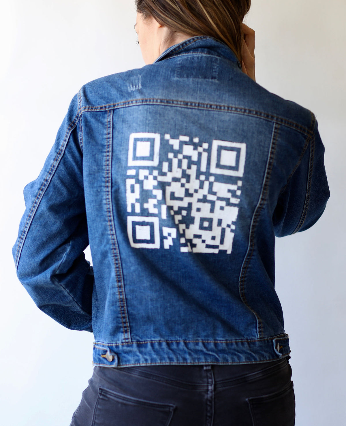 QR Code Jean Jacket (Actual Size of Hen Cage) – Vegan Club