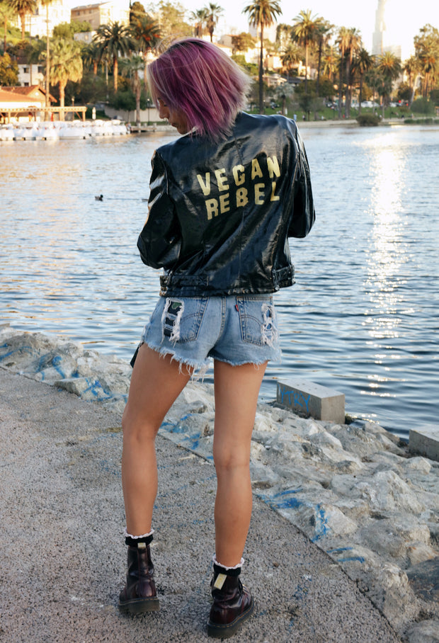 Vegan Rebel Shiny Faux Leather Jacket