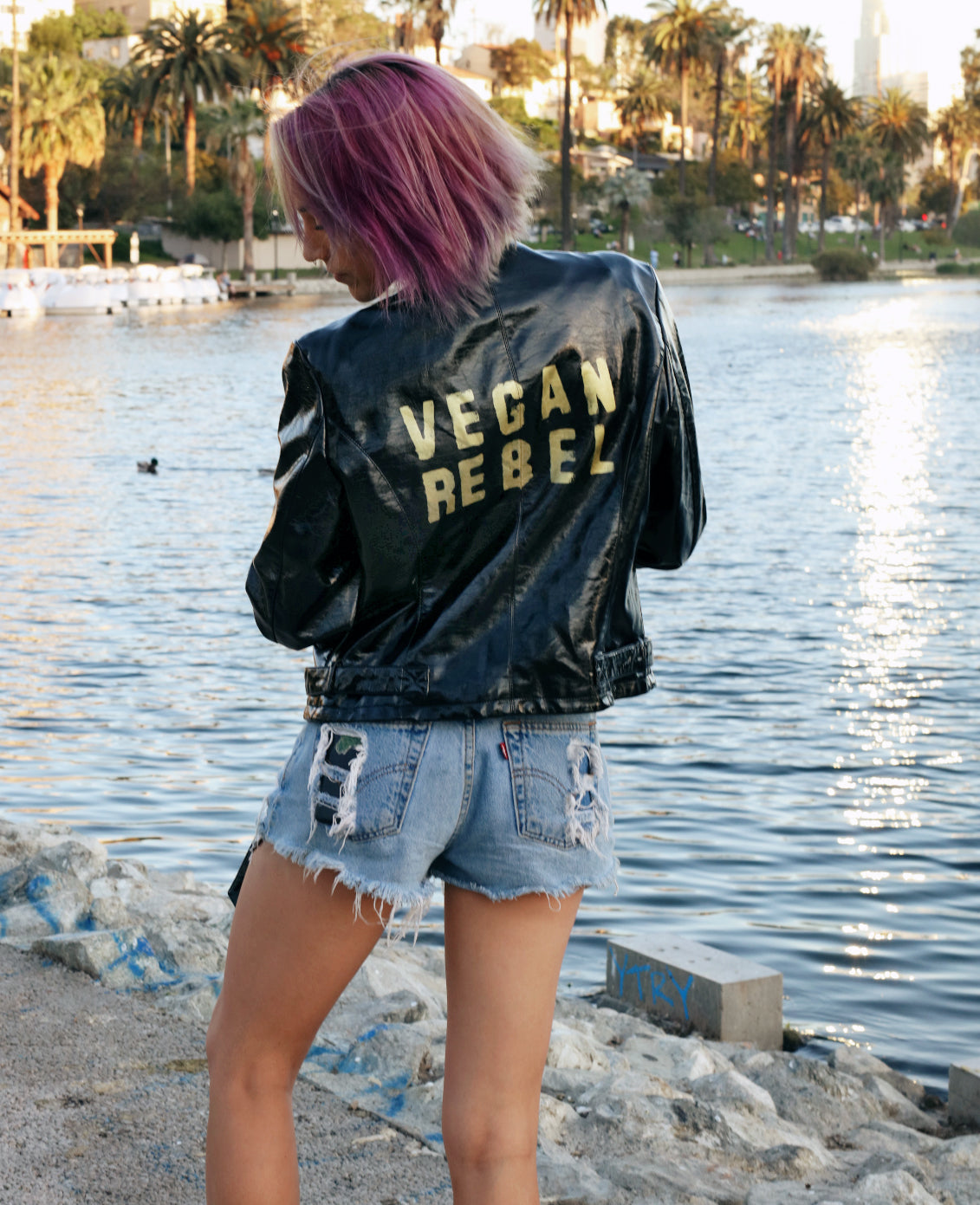 Vegan Rebel Shiny Faux Leather Jacket