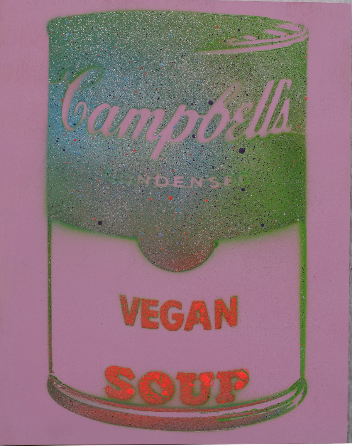 Vegan Soup Light Purple, Red & Green on Wood and Resin 14x11 (Original Sold - Only Prints Available)