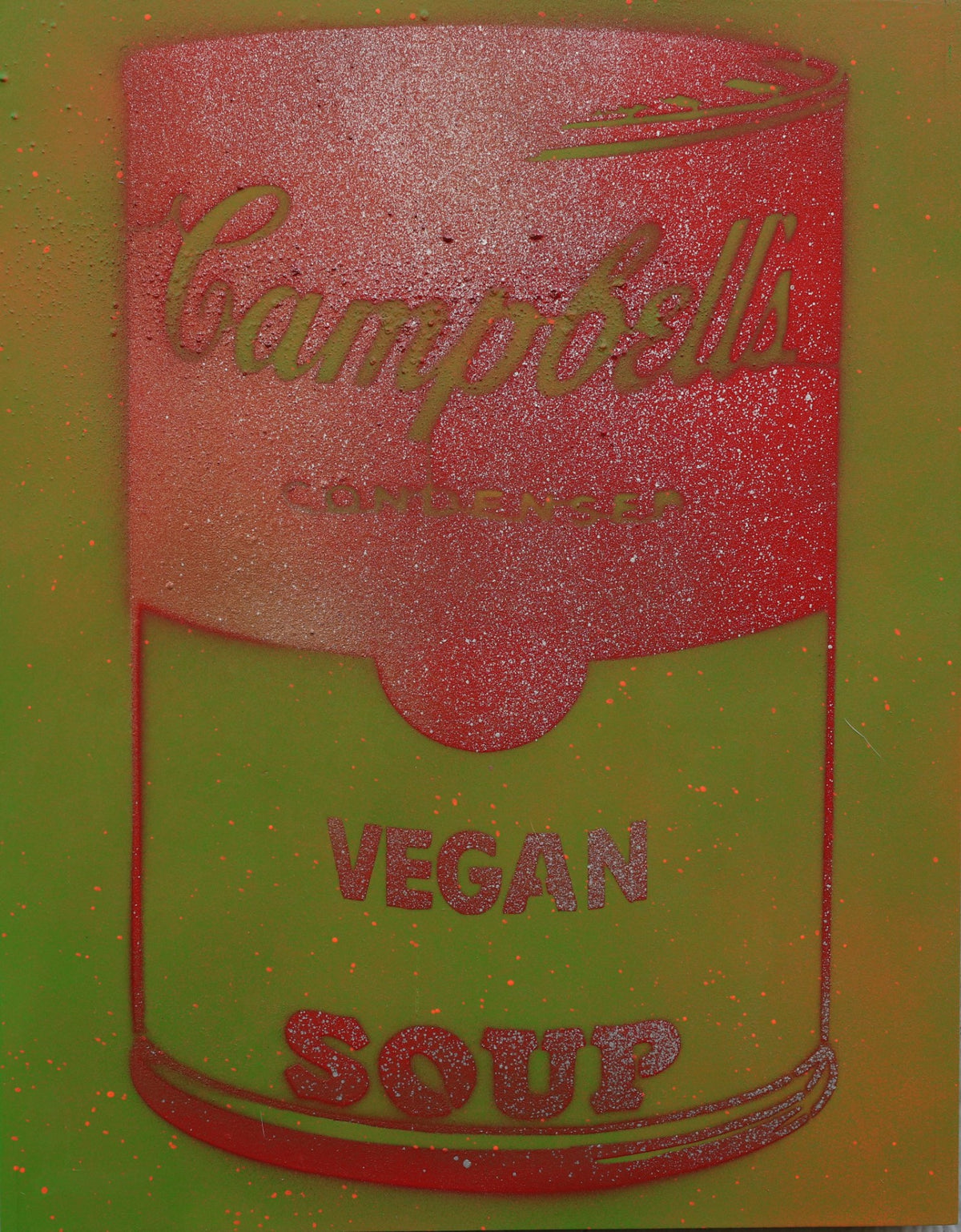Vegan Soup Green & Red on Wood and Resin 14x11