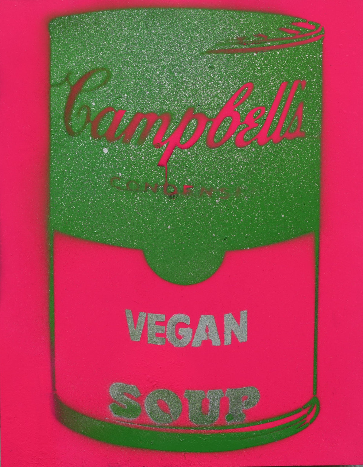 Vegan Soup Pink & Green on Wood and Resin 14x11