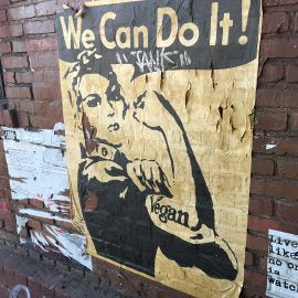 Vegan Rosie the Riveter Mother's Go Vegan Art NewsPrint Propaganda Poster
