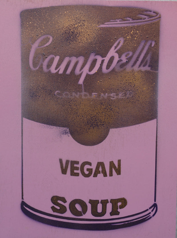 Vegan Soup Purple & Metal on Wood and Resin 16x12