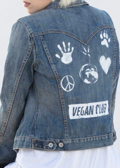 One of a Kind Upcycled Brandi Jae Collaboration Jean Jacket feat paws and Earth