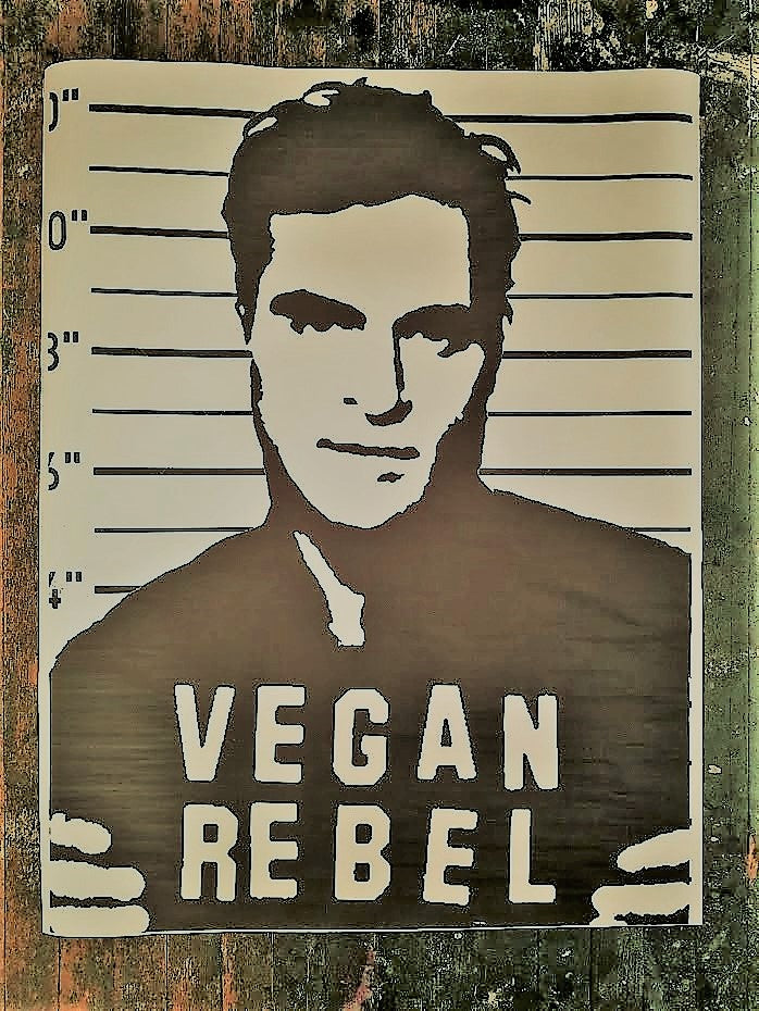 Limited Edition Street Art NewsPrint Poster Vegan Rebel mug shot featuring Joaquin Phoenix