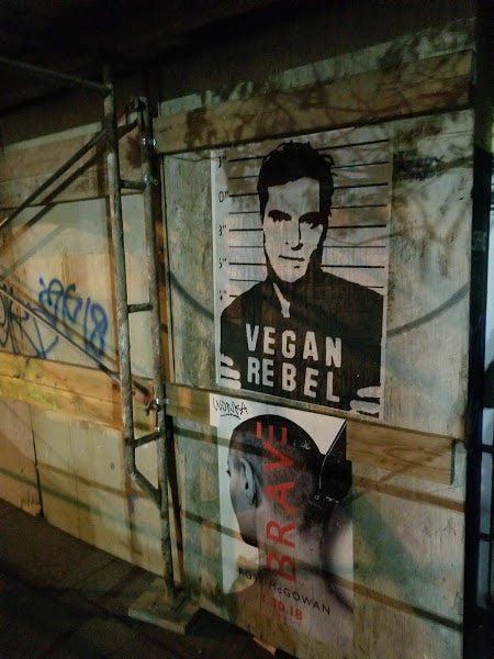 Limited Edition Street Art NewsPrint Poster Vegan Rebel mug shot featuring Joaquin Phoenix
