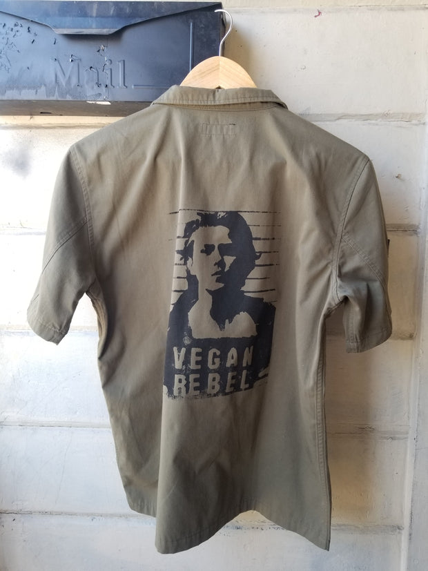 SOLD - One of a Kind Upcycled Vegan Rebel shirt featuring River Phoenix by Le Fou