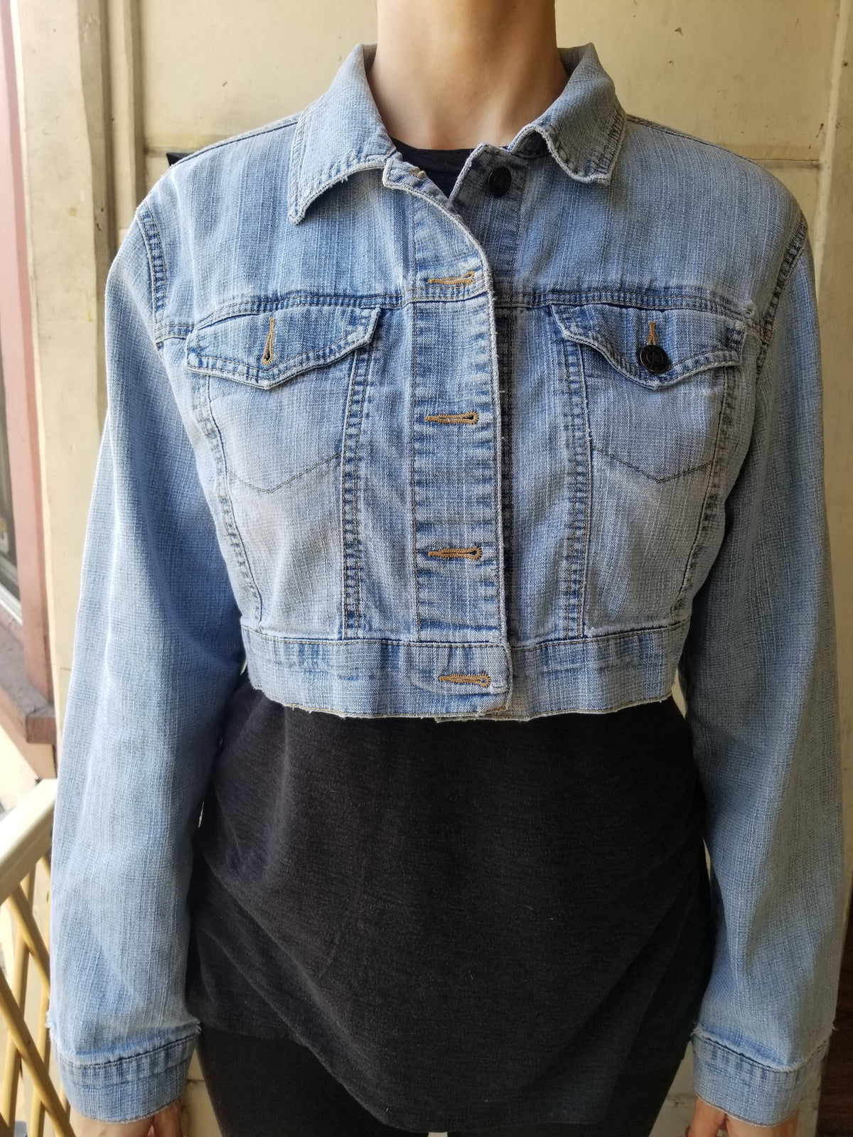 SOLD - One of a Kind Upcycled Jean Jacket Vegan Rebel by Le Fou