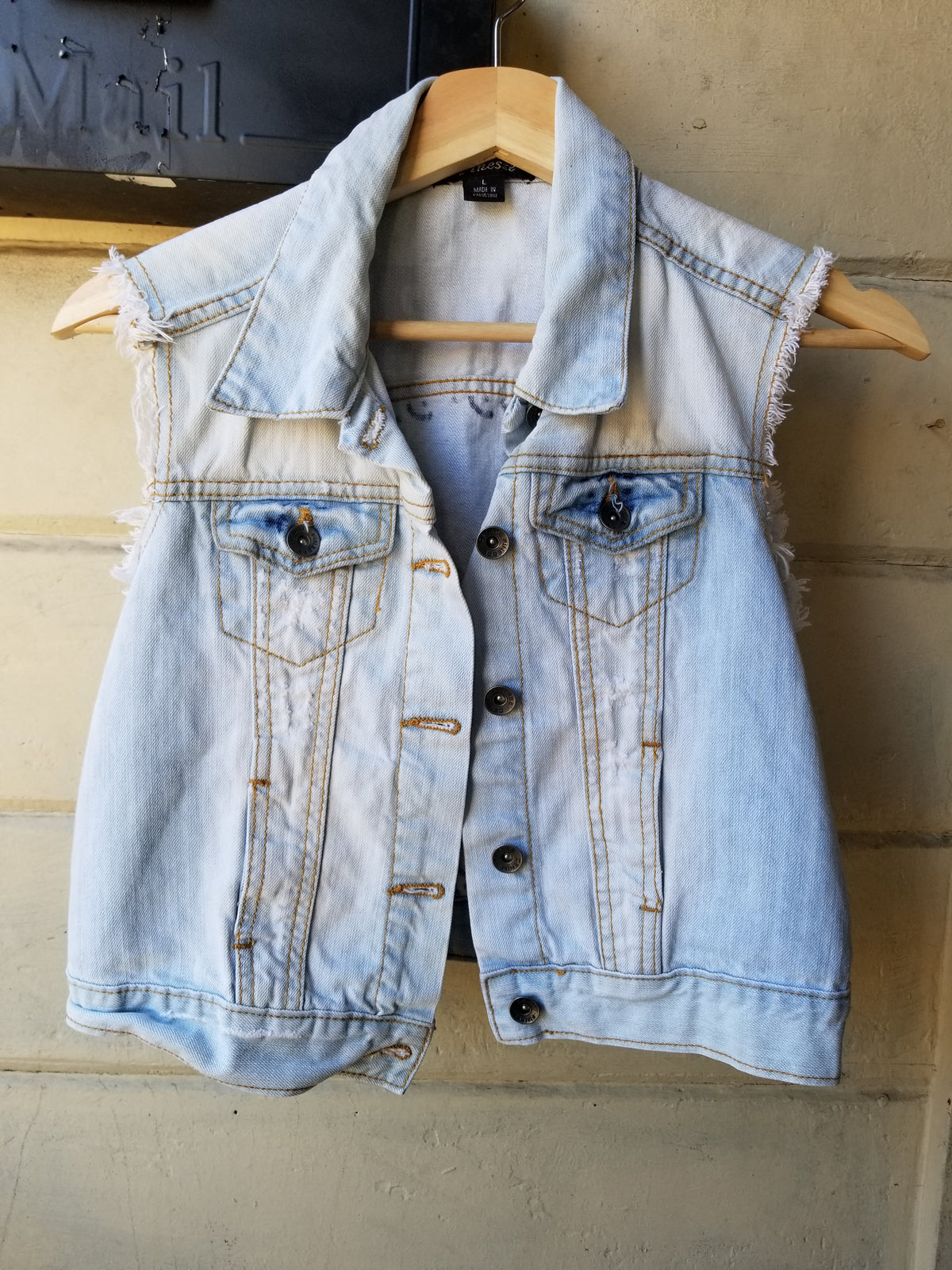 SOLD - Upcycled Jean Jacket Vegan Club collab with @humanetrafficking