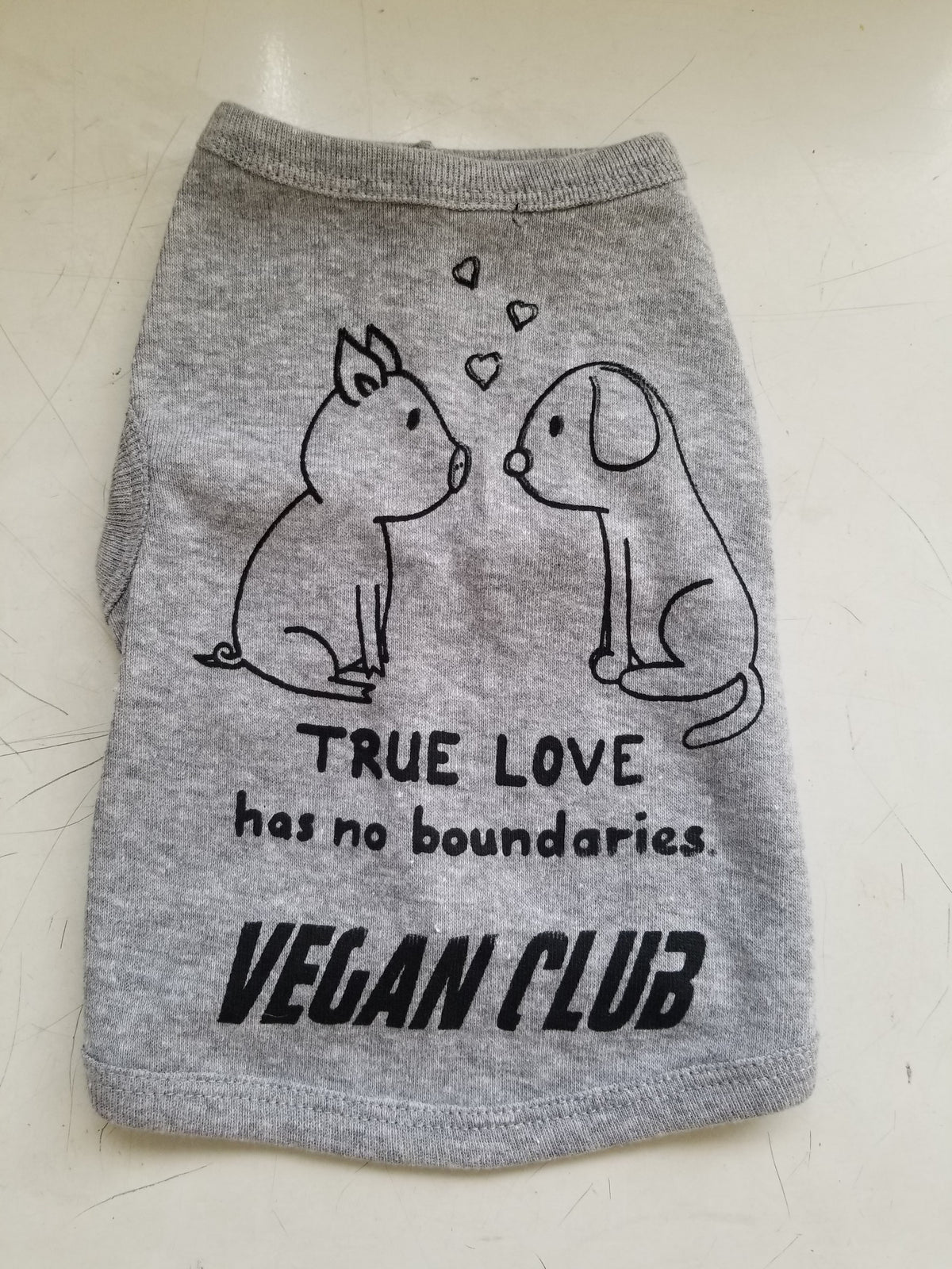 True Love has no Boundaries Vegan Club collab with Mary Kolende Dog Te