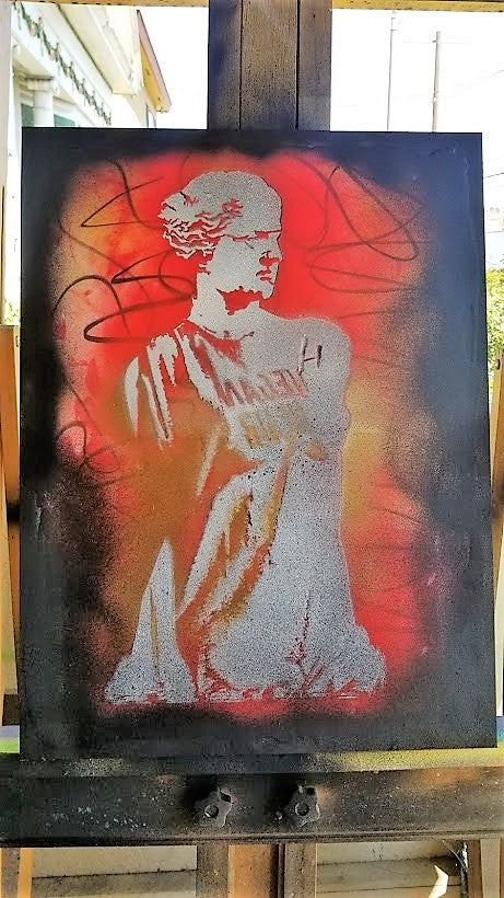 18x24 Original Artwork Venus wearing Vegan apparel