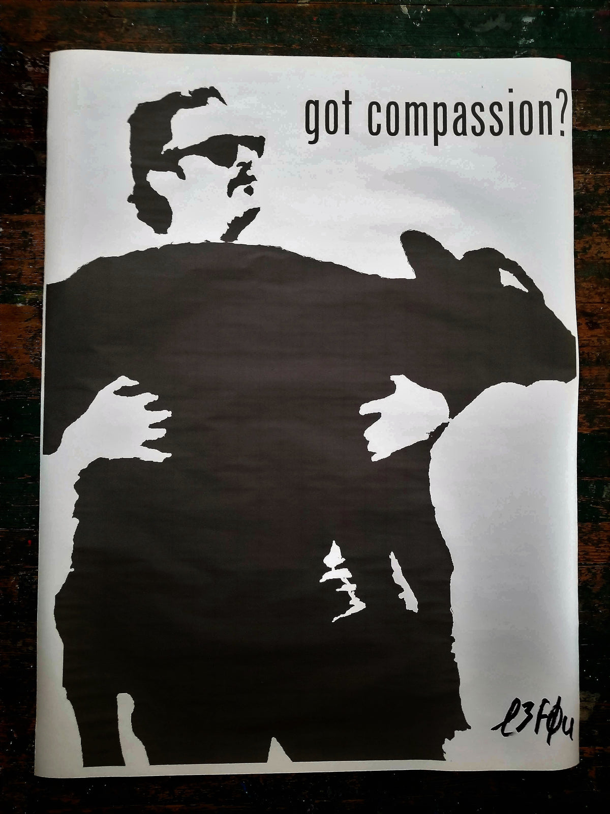 NewsPrint Poster Joaquin Phoenix Holding Baby Cow