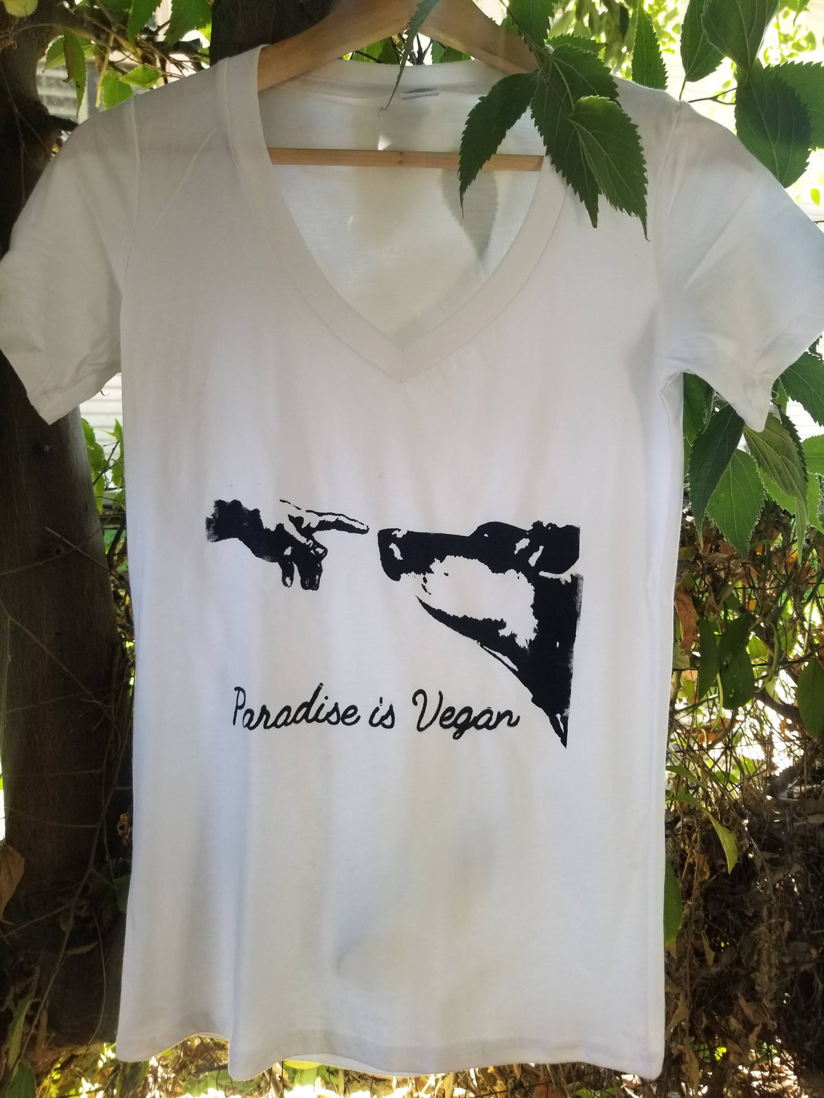 Vegan is Paradise - Hand of God towards a Cow T-shirt