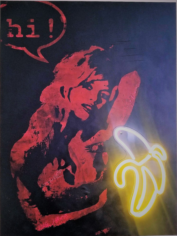36x48 Original Artwork "Mange ta Banane" avec Bebe (Eat your Banana with Brigitte Bardot) Neon Light
