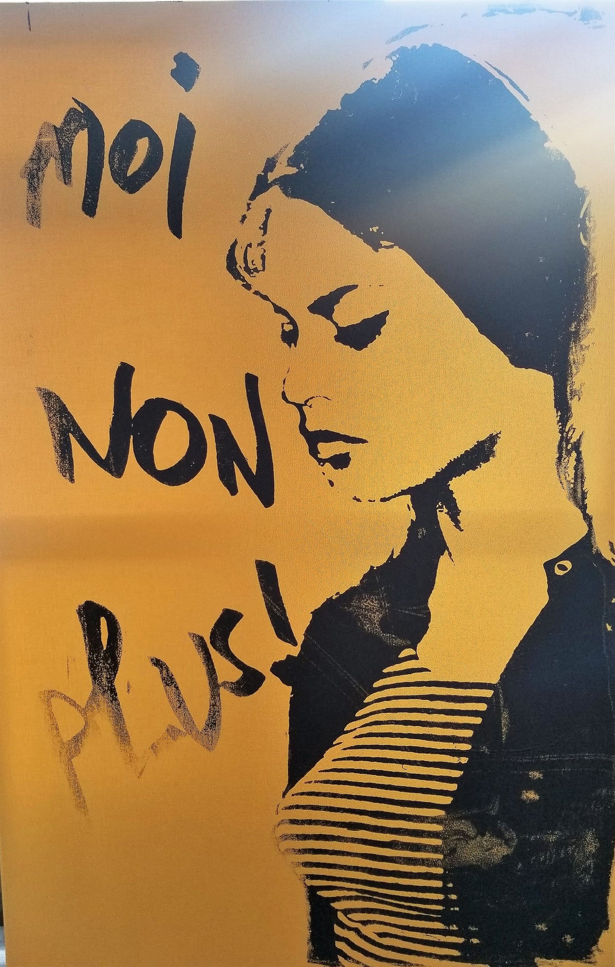 Original Artwork "Moi non Plus" (Me Netiher) by Gainsbourd & Godard feat. Bebe Brigiitte Bardot on gold canvas - Politically Incorrect