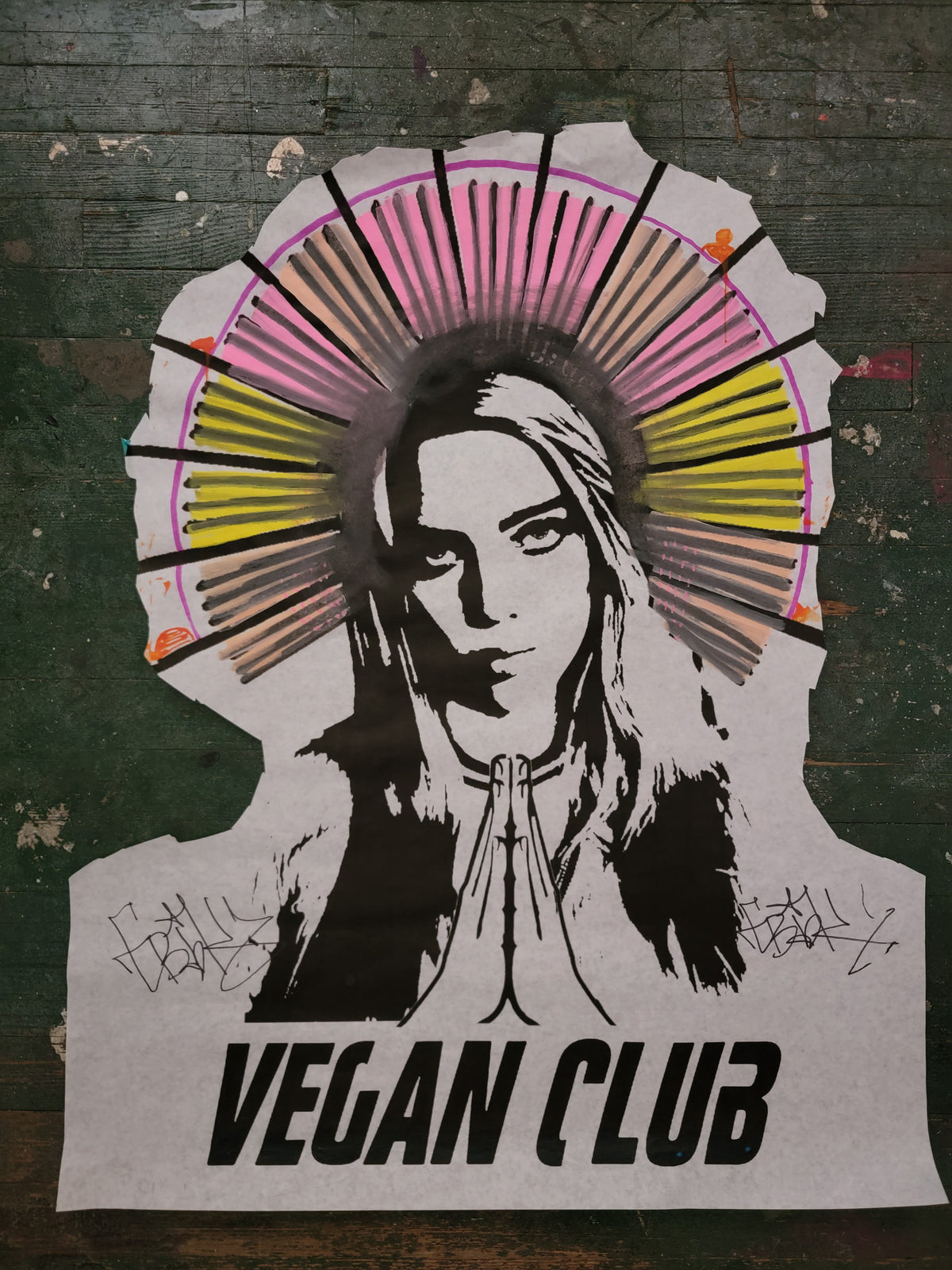 Original Newsprint Poster Halo Billie Eilish Vegan Club collab with @_ebik_fgs_fh_ - Design 4
