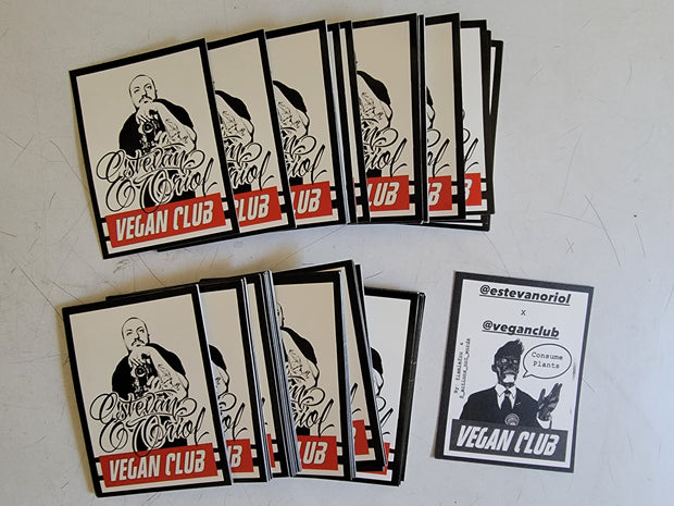 Ltd. Estevan Orial + Vegan Club stickers with art on back by @_actions_not_words