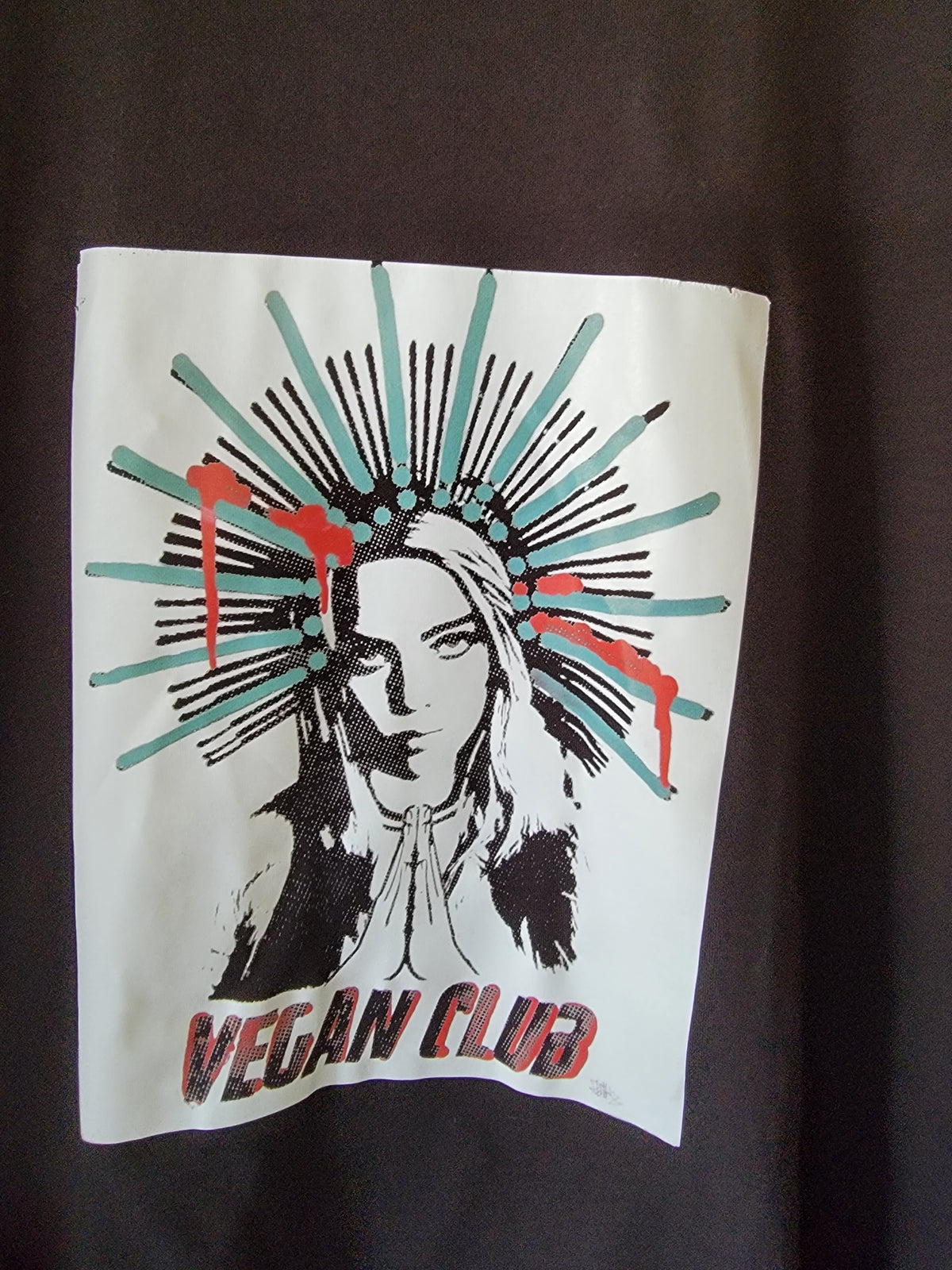 SOLD OUT - Billie Eilish Halo praying Vegan Club T-shirt with large full front design in color collab with @_ebik_fgs_fh_