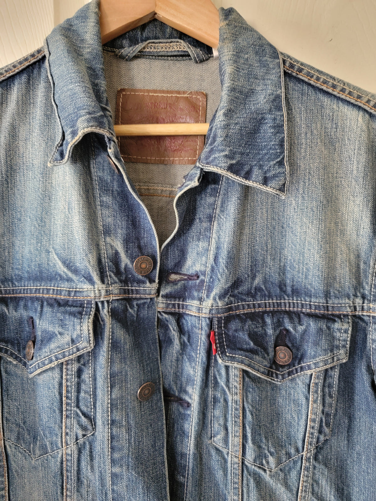 One of a Kind Upcycled Vegan Club Men's Jean Jacket feat Joker collab with Lindsay Lewis