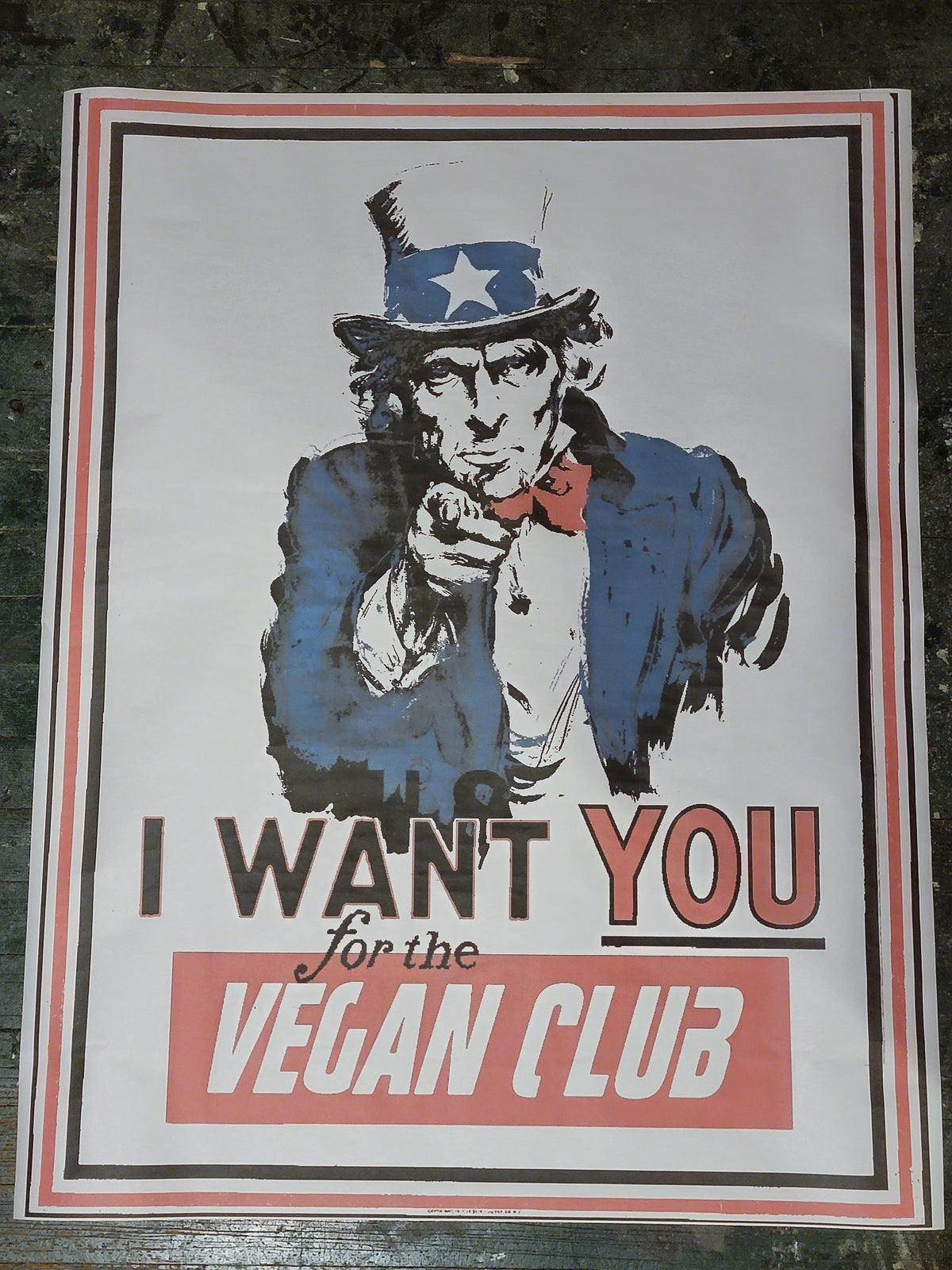 Uncle Sam I want you for the Vegan Club Art in Color NewsPrint Poster