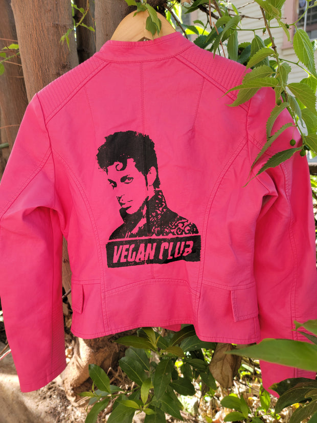 SOLD OUT - Pink Faux Leather Jacket Vegan Club with different designs
