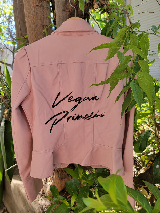 SOLD OUT - Beige Pink Faux Leather Jacket Vegan Club with different designs
