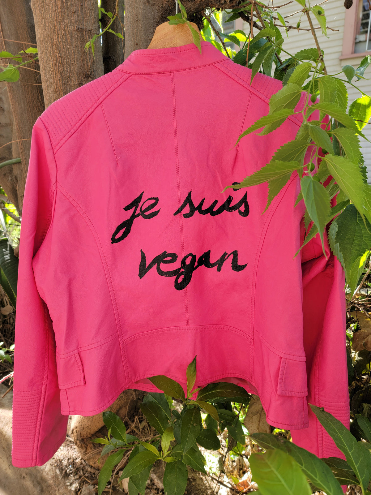 Pink Faux Leather Jacket Vegan Club with different designs