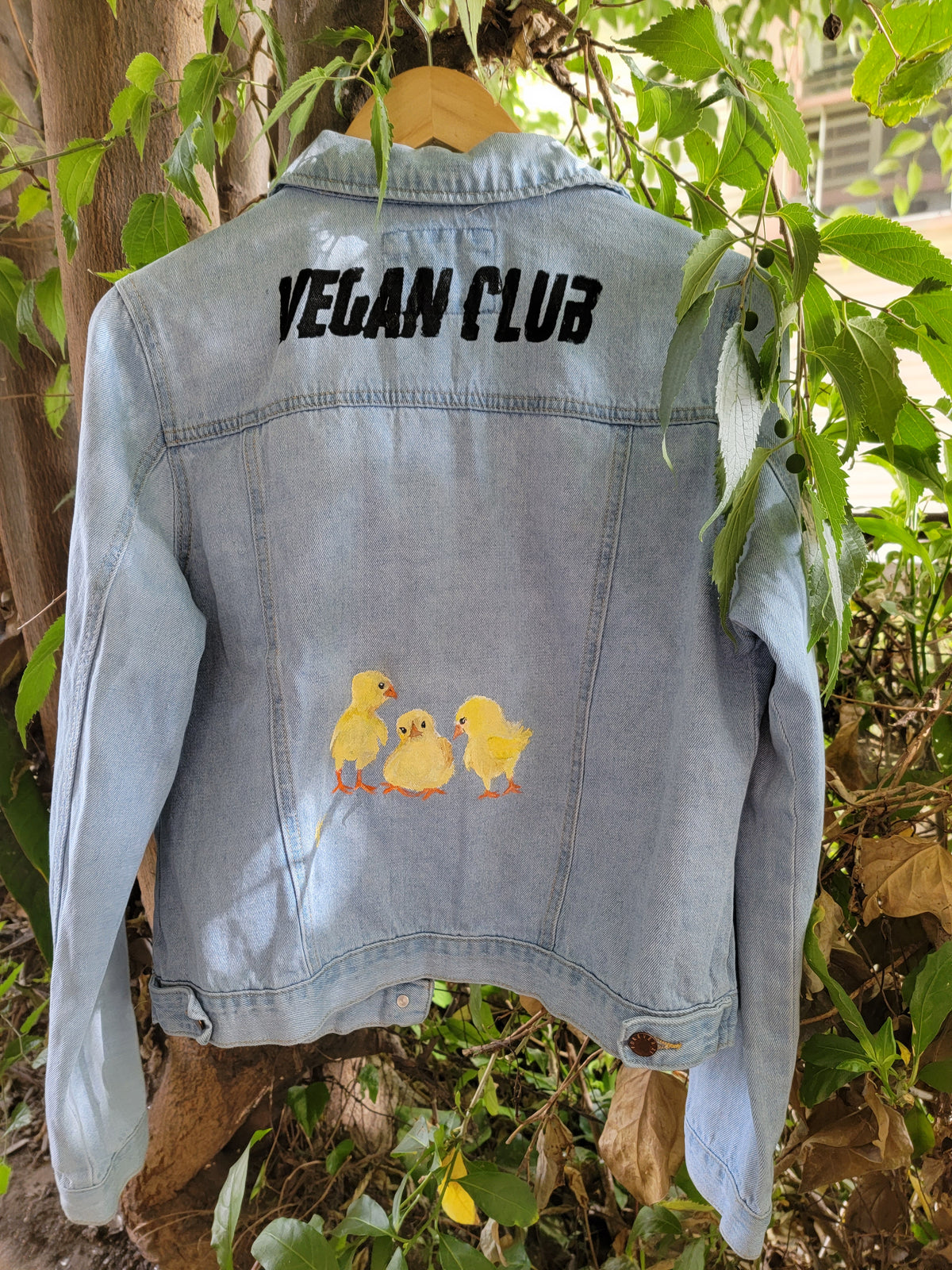One of a Kind Brandi Jae Collab Jean Jacket "Vegan for the chicks"
