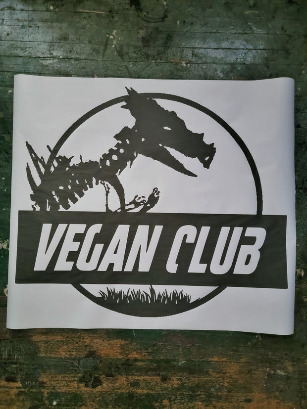 NewsPrint Poster Vegan Club featuring a Dinosaur a la Jurassic Park
