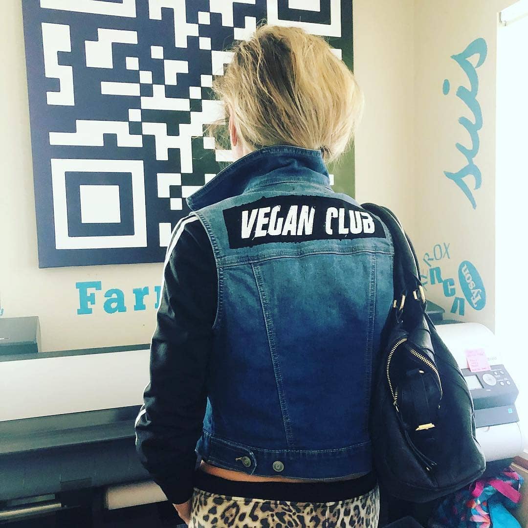 SOLD - Upcycled Jean Jacket Vegan Club