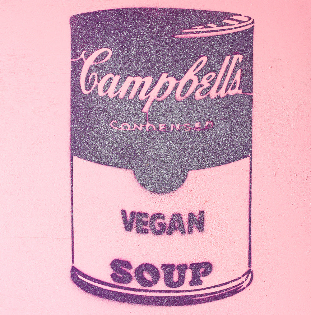 Vegan Soup Pink & Purple Graffiti on Wood and Resin 8x8