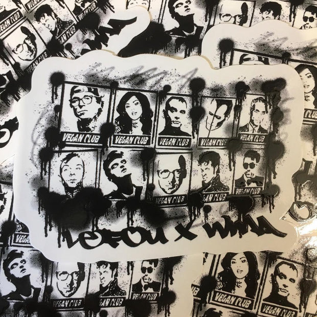 SOLD OUT - Vegan Club Stickers with the whole gang collab with Anthony Proetta Jr - Set of 12