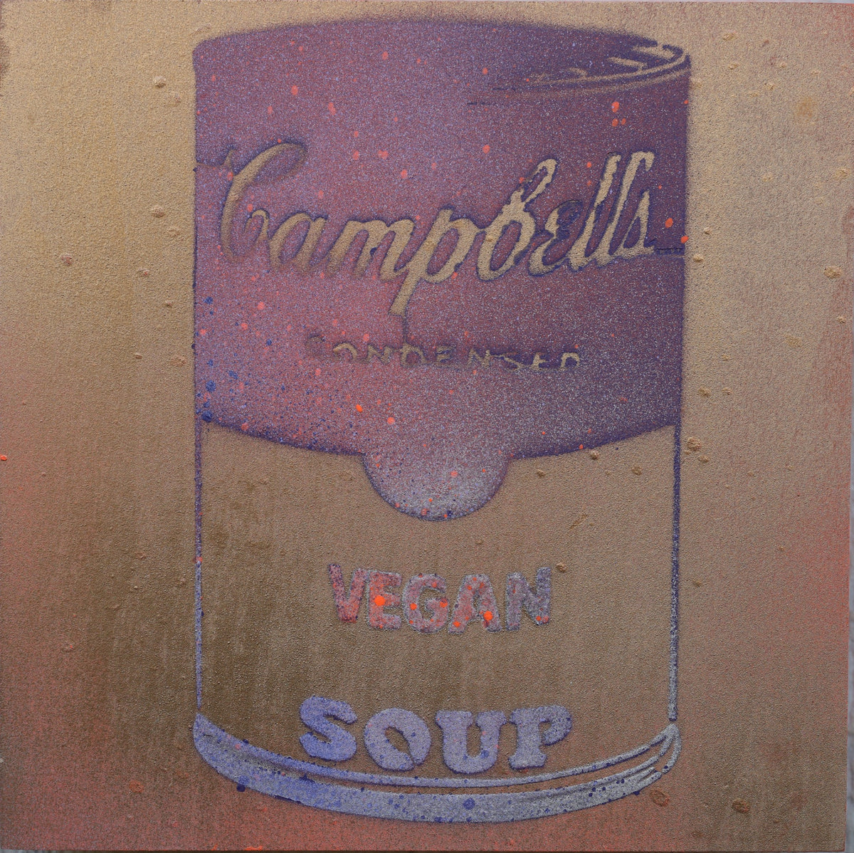 Vegan Soup Blue & Light Metal Graffiti on Wood and Resin 8x8