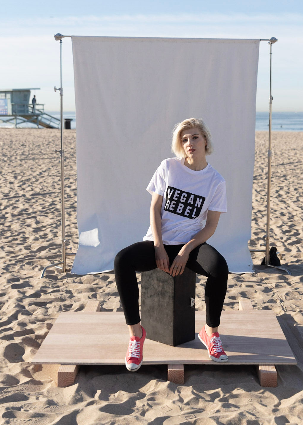 Vegan Rebel logo on Organic Made in USA T-shirt