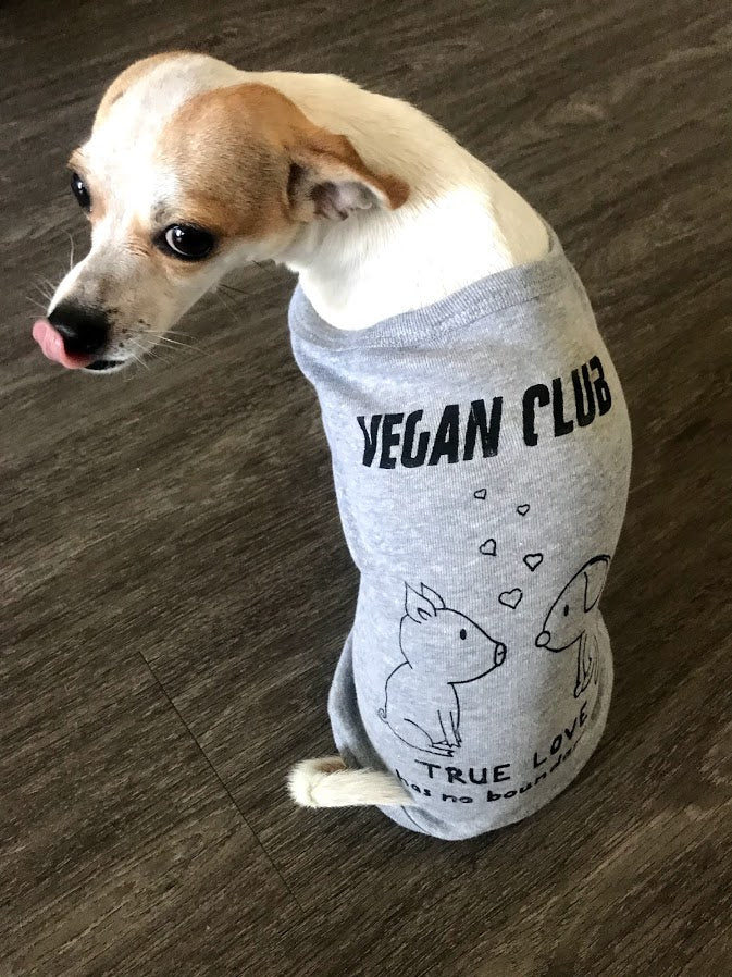Vegan Club collab with Mary Kolende's doodles True Love has no Boundaries Dog Tshirt