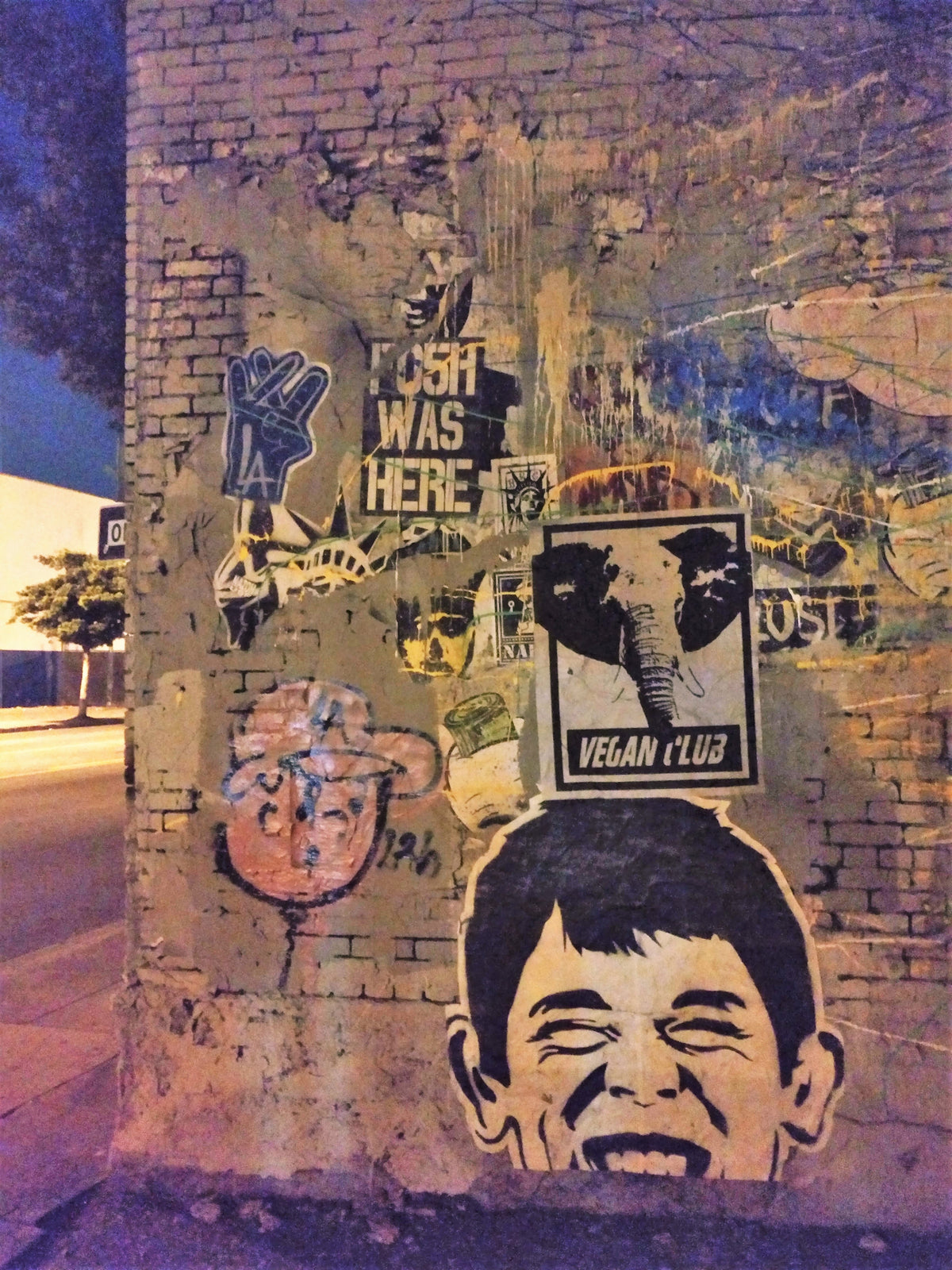 Street Art NewsPrint Poster Vegan Club featuring an Elephant signed L3F0u