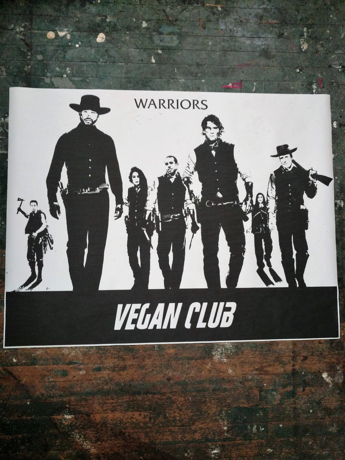 Limited Ed. Street Art NewsPrint Poster Vegan Club featuring Warriors - pic by @chefitophoto