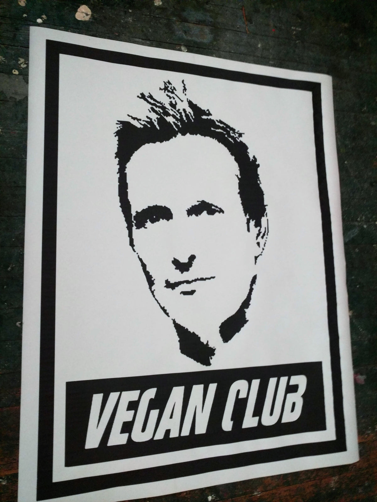 Limited Street Art NewsPrint Poster Vegan Club Warriors feat Shaun Monson Signed L3f0u