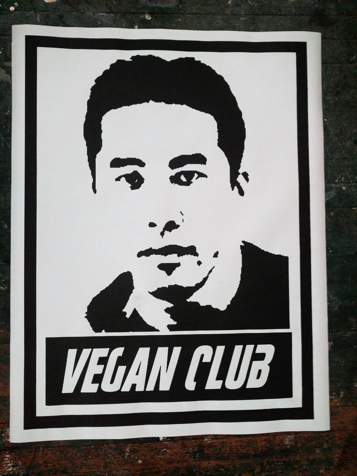 Limited Street Art NewsPrint Poster Vegan Club feat Marc Ching