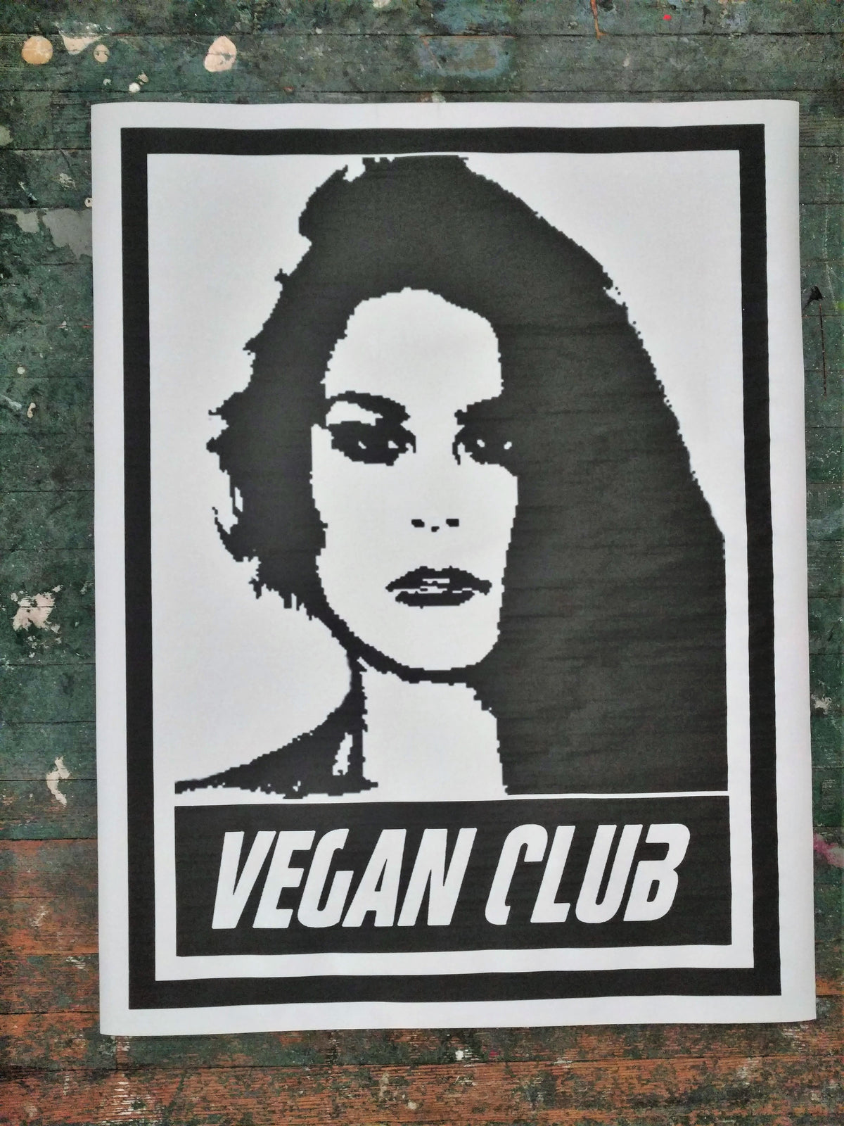 Limited Street Art NewsPrint Poster Vegan Club Warriors feat Amy Davis Signed L3f0u