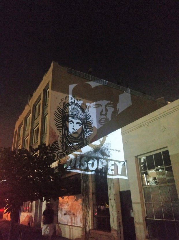 Live Mural Projection Indoor & Outdoor featuring Anti-Trump in LA