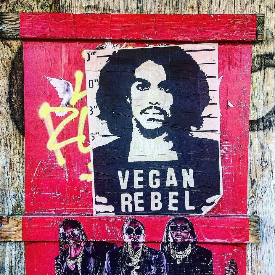 Limited Edition Street Art NewsPrint Poster Vegan Rebel mug shot featuring Prince