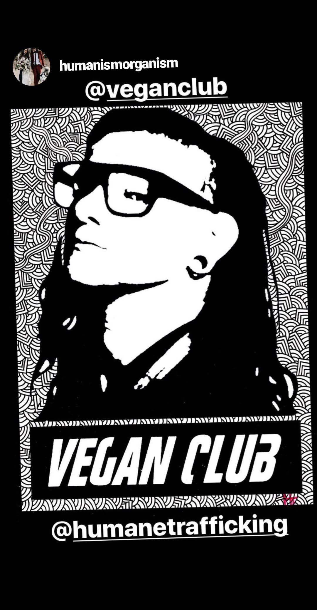 Street Art NewsPrint Poster Vegan Club featuring Skrillex by Le Fou Collab with @humanetrafficking