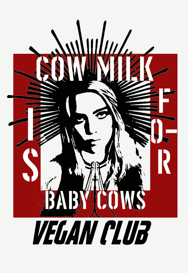 Print Halo Billie Eilish Vegan Club - Cow Milk Is For Baby Cows