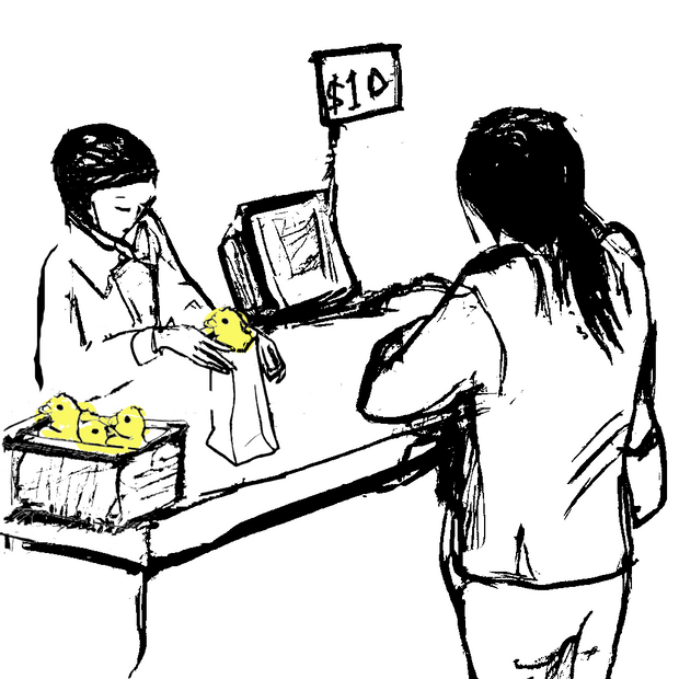 Buying Chicks at the Register, "Double Bag?" Ltd. Digital Print