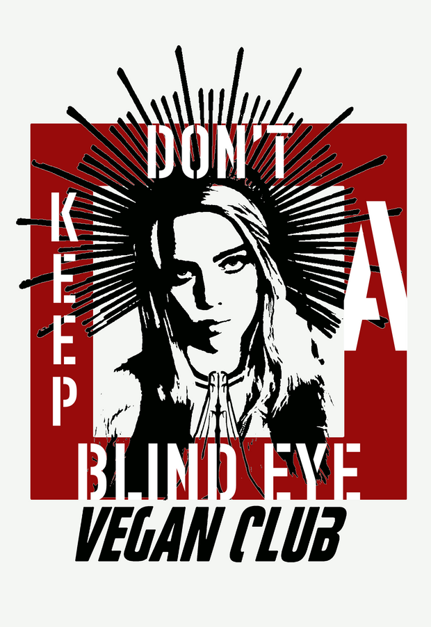 Print Halo Billie Eilish Vegan Club - Don't Keep A Blind Eye