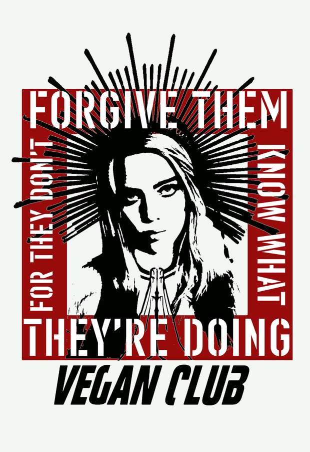 Print Halo Billie Eilish Vegan Club - Forgive Them For They Don't Know What They Do