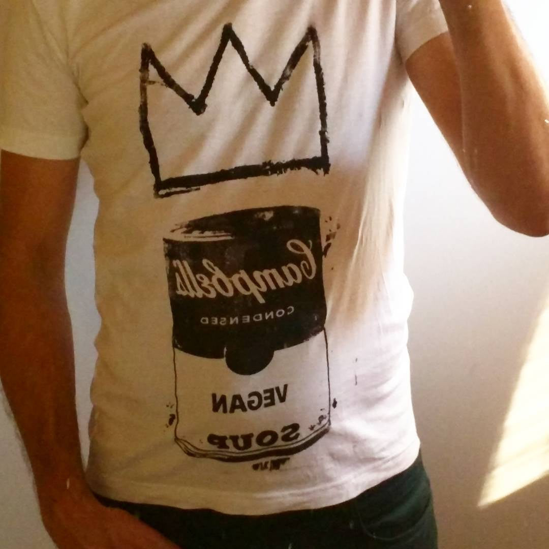 Organic Made in USA T-shirt "Vegan Soup is King!" Warhol & Basquiat