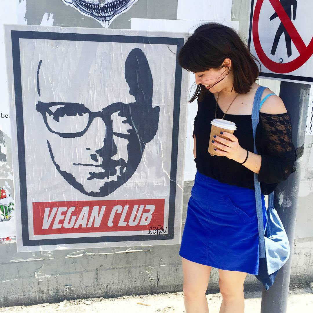 Street Art NewsPrint Poster Vegan Club Moby art by #void w L3f0u @moby @ineedsomemoore @endlesslyinflight @nicovvoovvooo